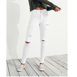 Hollister White Classic Stretch High Rise Jeans